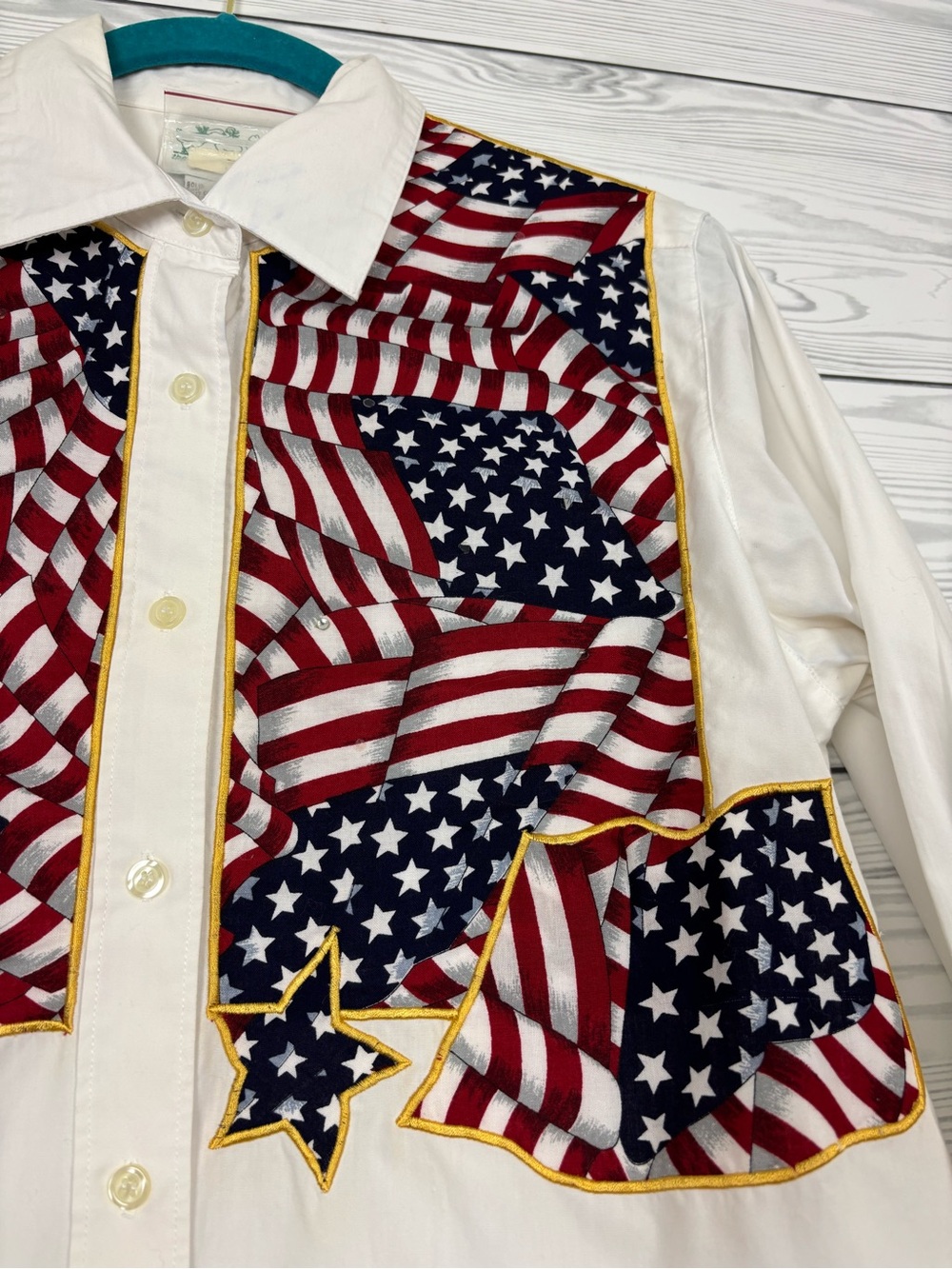 The Quacker Factory Americana American Flag Button Down Shirt patriotic small - Picture 2 of 12